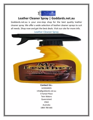 Leather Cleaner Spray | Goddards.net.au