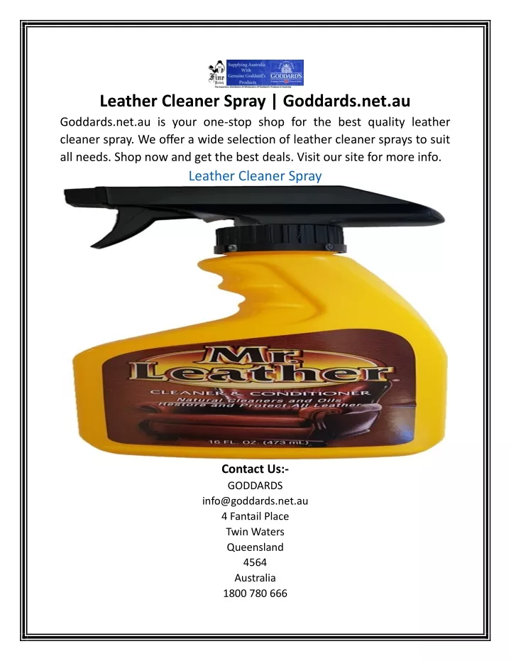 leather cleaner spray goddards net au goddards
