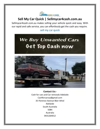Sell My Car Quick | Sellmycar4cash.com.au