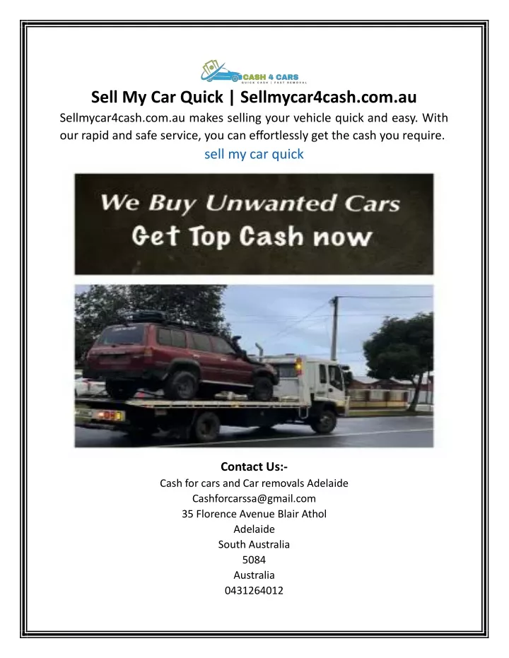 sell my car quick sellmycar4cash