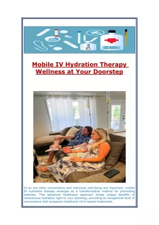 Mobile IV Hydration Therapy Wellness at Your Doorstep