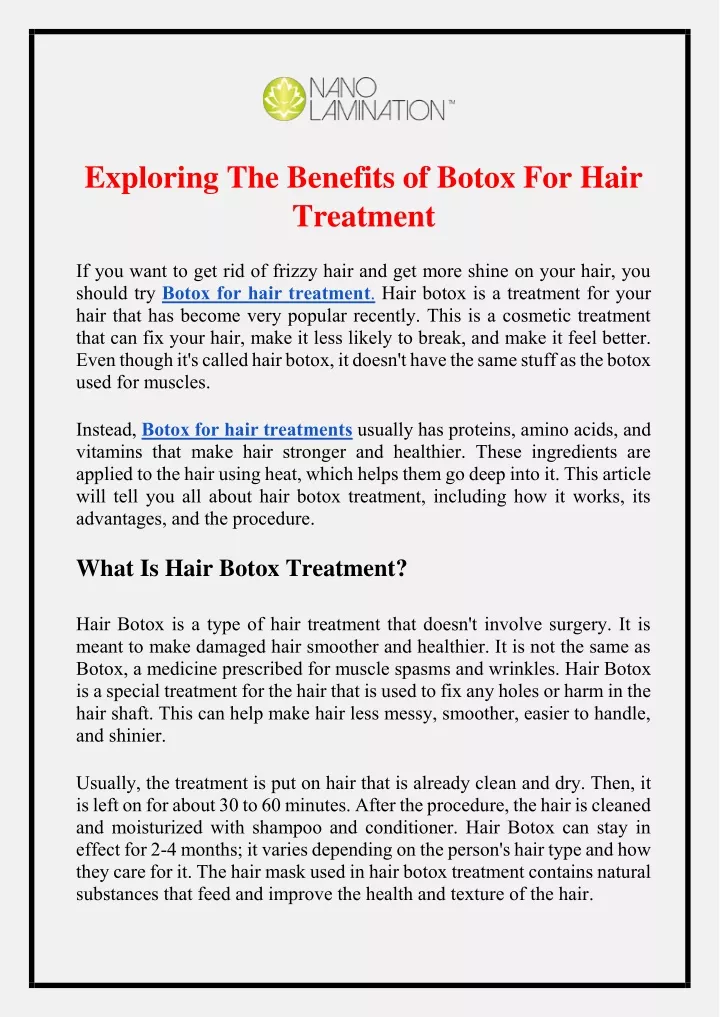exploring the benefits of botox for hair