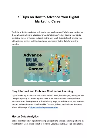 10 Tips on How to Advance Your Digital Marketing Career