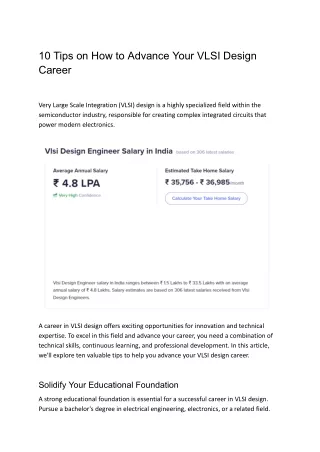 10 Tips on How to Advance Your VLSI Design Career