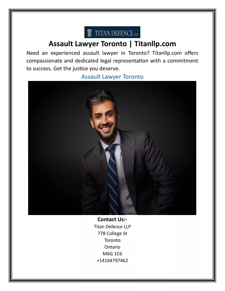 assault lawyer toronto titanllp com need