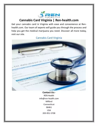 Cannabis Card Virginia | Ren-health.com