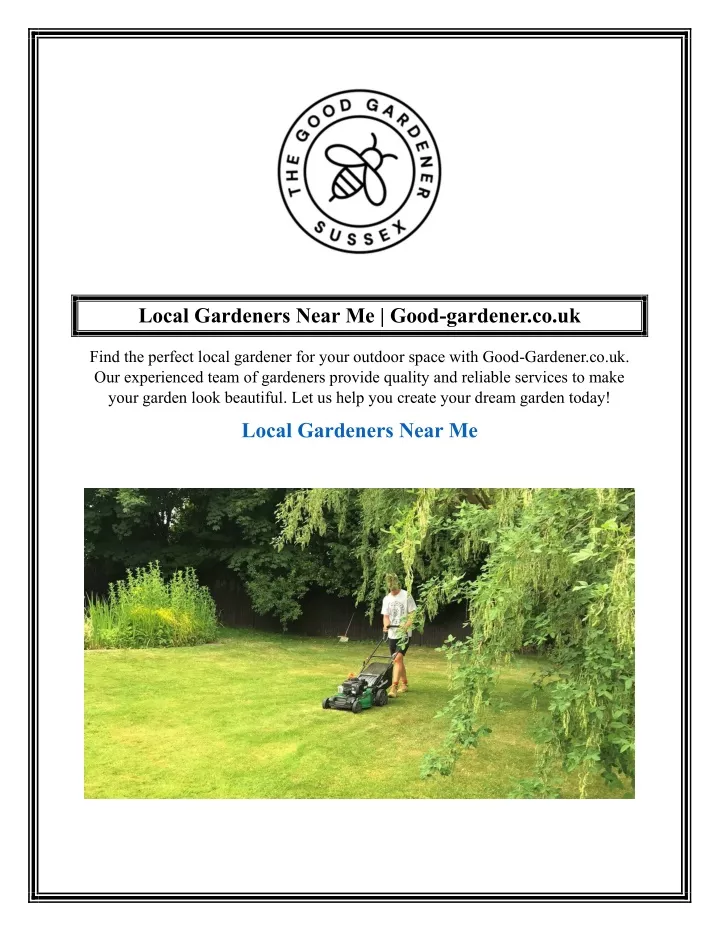 local gardeners near me good gardener co uk