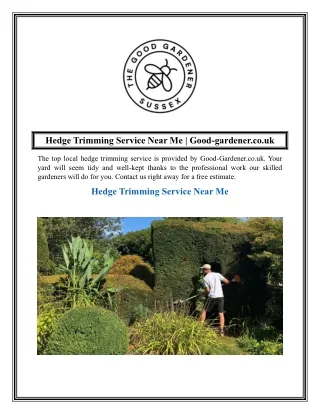 Hedge Trimming Service Near Me  Good-gardener.co.uk