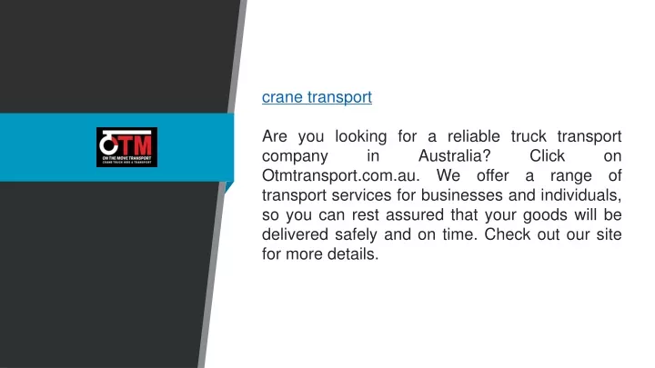 crane transport are you looking for a reliable