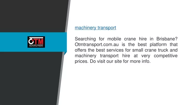 machinery transport searching for mobile crane