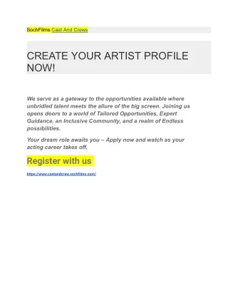 CREATE YOUR ARTIST PROFILE NOW!