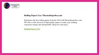 Rolling Papers Usa  Thesmokingvibes.com