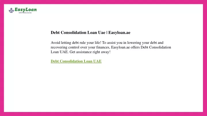 debt consolidation loan uae easyloan ae avoid