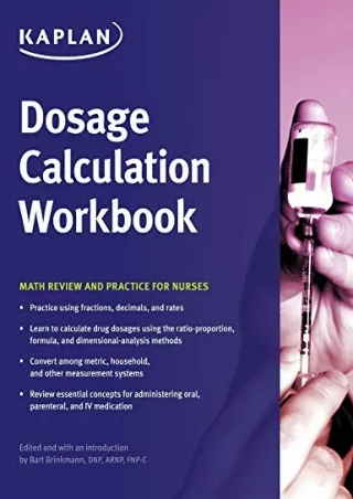 Read ebook [PDF] Dosage Calculation Workbook: Math Review and Practice for Nurses