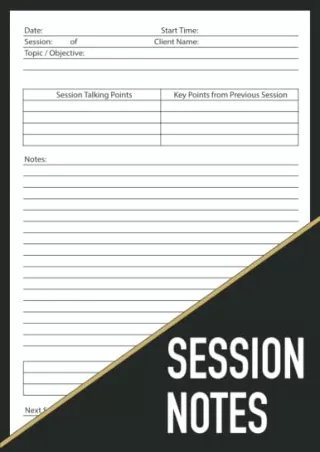 PDF_ Session Notes Notebook: Session Notebook For Therapists