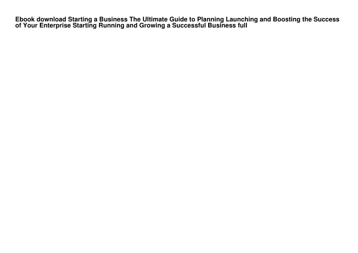 ebook download starting a business the ultimate