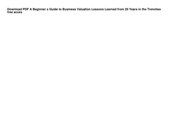 download pdf a beginner s guide to business