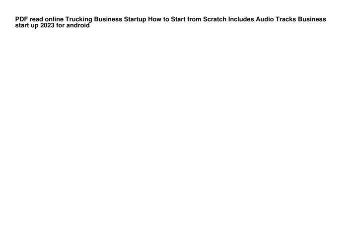 pdf read online trucking business startup