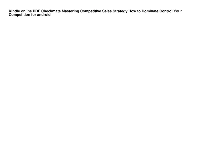 kindle online pdf checkmate mastering competitive