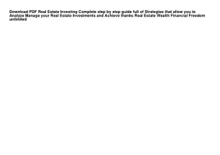 Download PDF Real Estate Investing Complete step by step guide full of Strategie