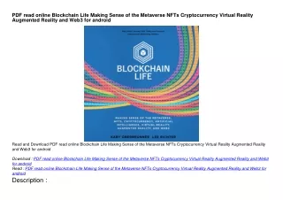 PDF read online Blockchain Life Making Sense of the Metaverse NFTs Cryptocurrenc