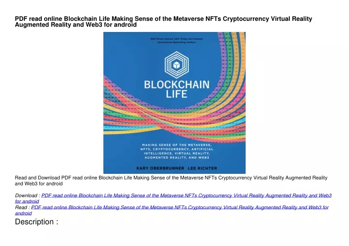 pdf read online blockchain life making sense