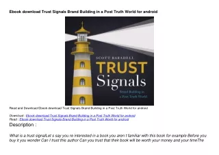 Ebook download Trust Signals Brand Building in a Post Truth World for android