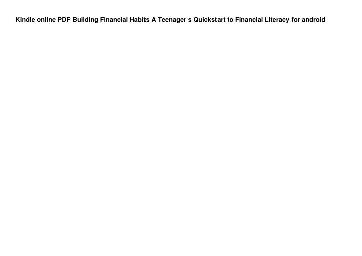 kindle online pdf building financial habits