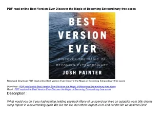 PDF read online Best Version Ever Discover the Magic of Becoming Extraordinary f