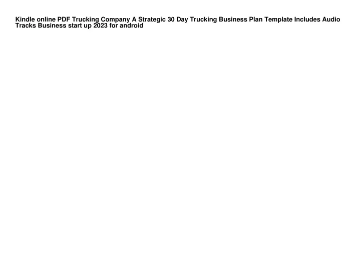 kindle online pdf trucking company a strategic