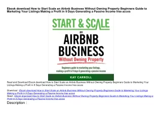 Ebook download How to Start Scale an Airbnb Business Without Owning Property Beg