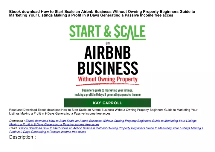 ebook download how to start scale an airbnb