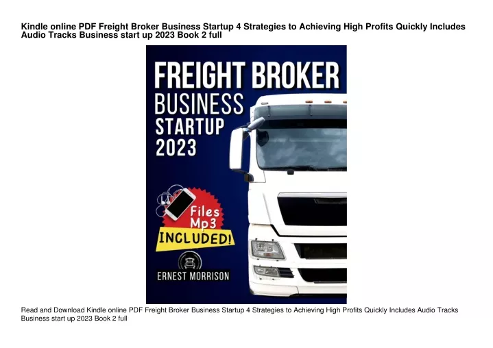 kindle online pdf freight broker business startup