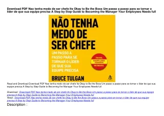 Download PDF Nao tenha medo de ser chefe Its Okay to Be the Boss Um passo a pass