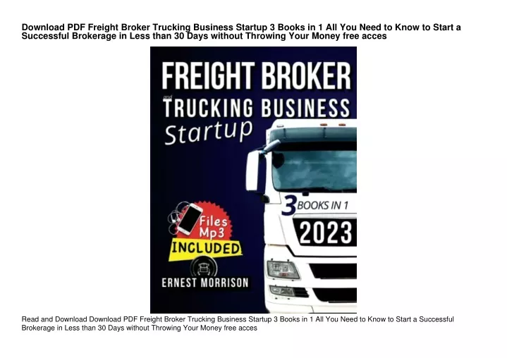 download pdf freight broker trucking business