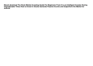 Ebook download The Stock Market Investing Guide For Beginners From 0 to an Intel