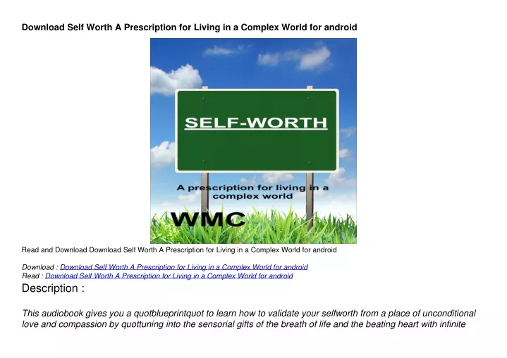 download self worth a prescription for living