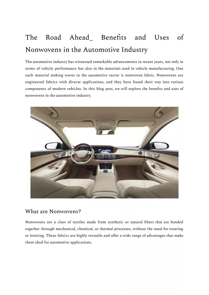 the nonwovens in the automotive industry