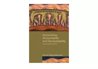 Kindle online PDF Accounting Accountants and Accountability Routledge Studies in
