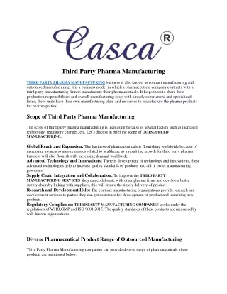 Third Party Pharma Manufacturing | Casca Remedies