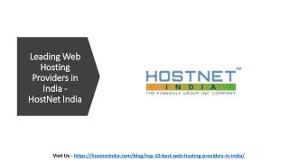 Leading Web Hosting Providers in India - HostNet India