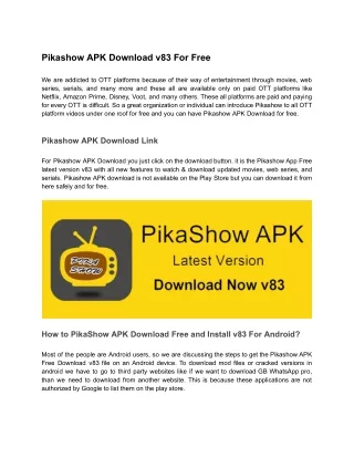 _Pikashow APK Download v83 For Free