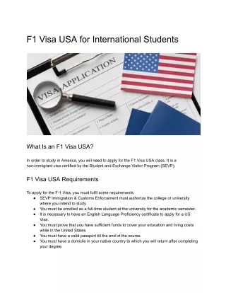 F1 Visa USA for International Students