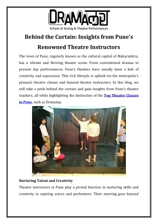 Behind the Curtain Insights from Pune's Renowned Theatre Instructors