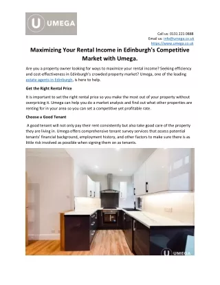 Maximising Your Rental Income in Edinburgh's Competitive Market with Umega.