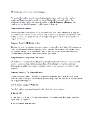 effective hangover cures how to cure a hangover