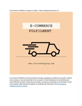E-commerce fulfilment company in Dubai