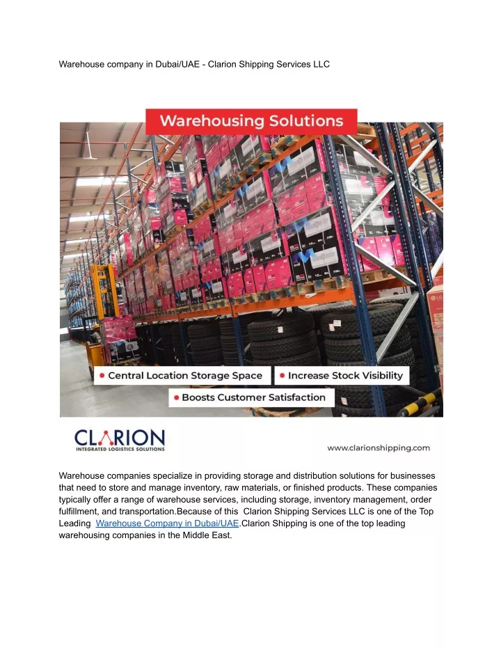 warehouse company in dubai uae clarion shipping
