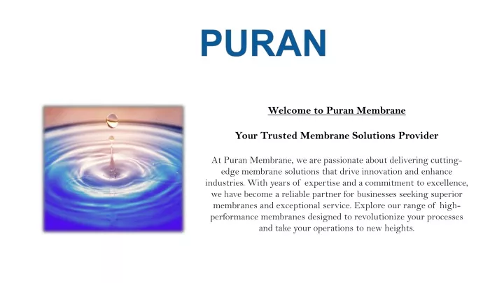 welcome to puran membrane