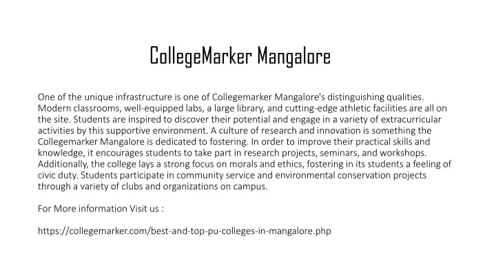collegemarker mangalore one of the unique